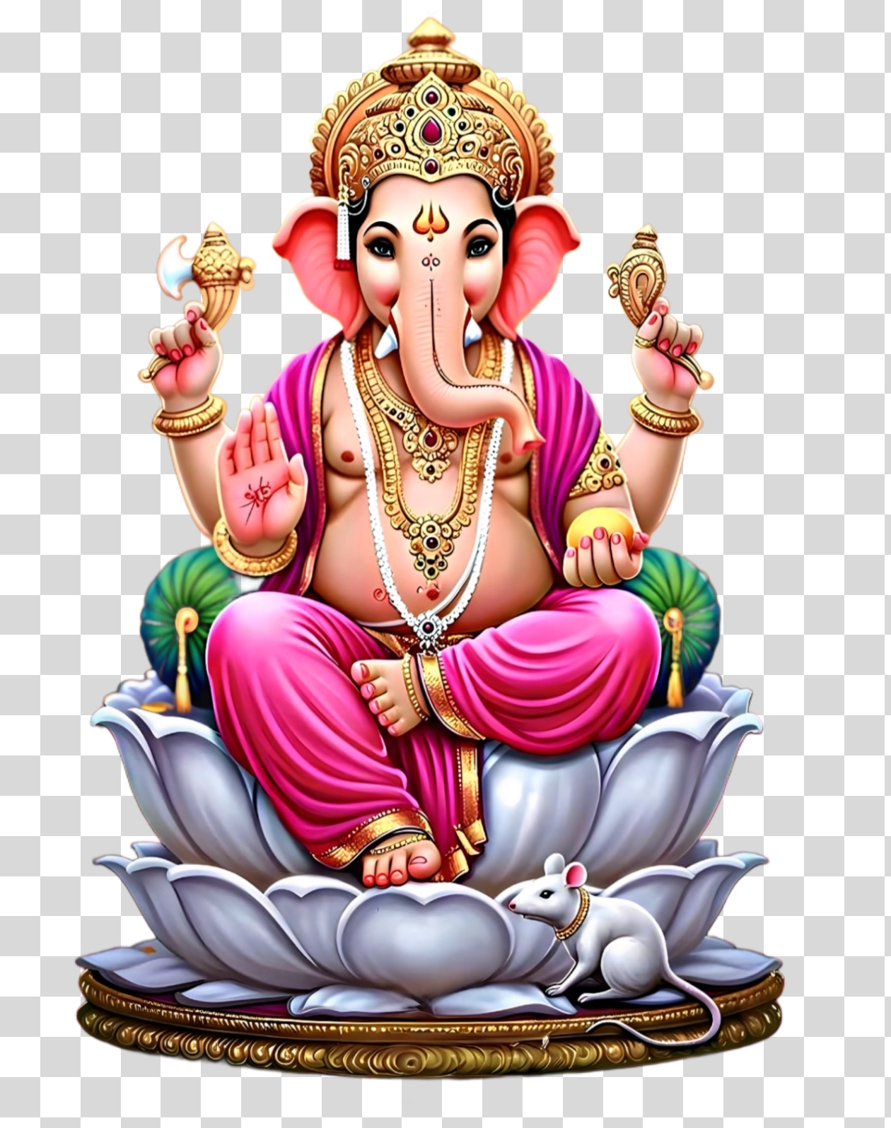 Lord Ganesha on Lotus PNG | Free HD Transparent Image