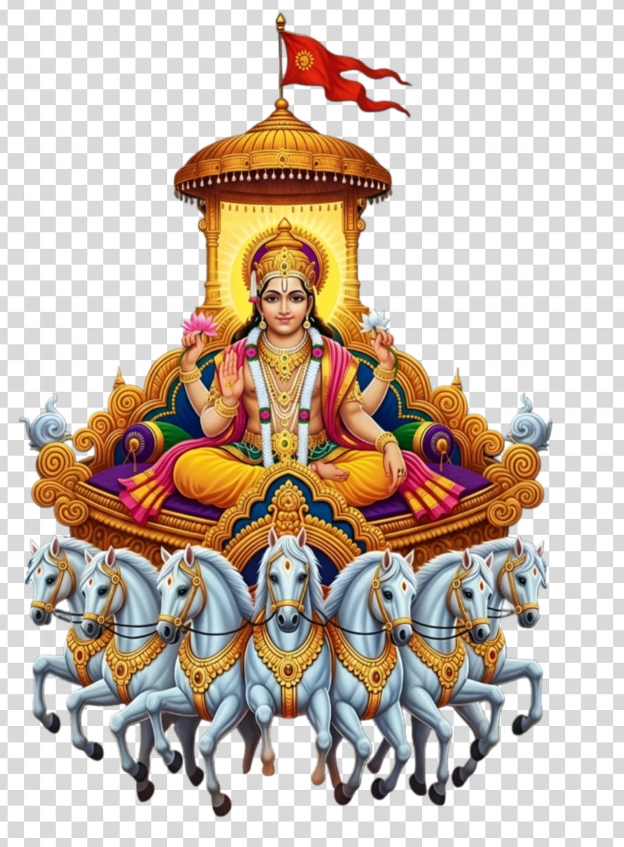 Surya Dev on Chariot with Seven Horses PNG | Chhath puja png